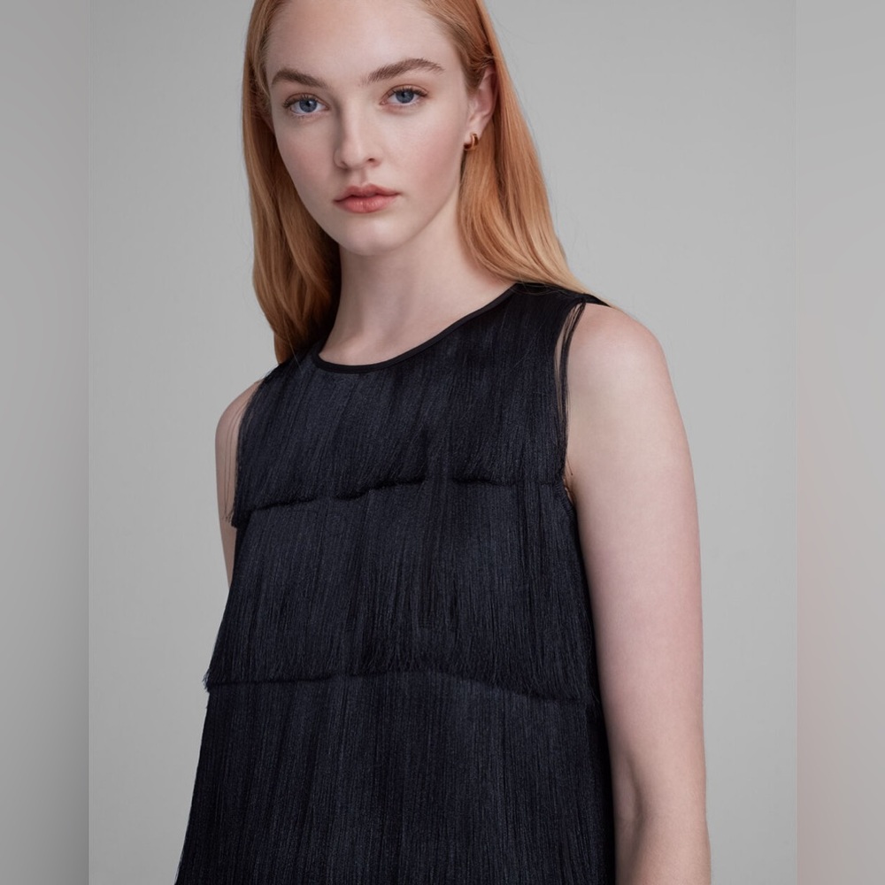 NWT Club Monaco Layered Black Fringe Top Size Small